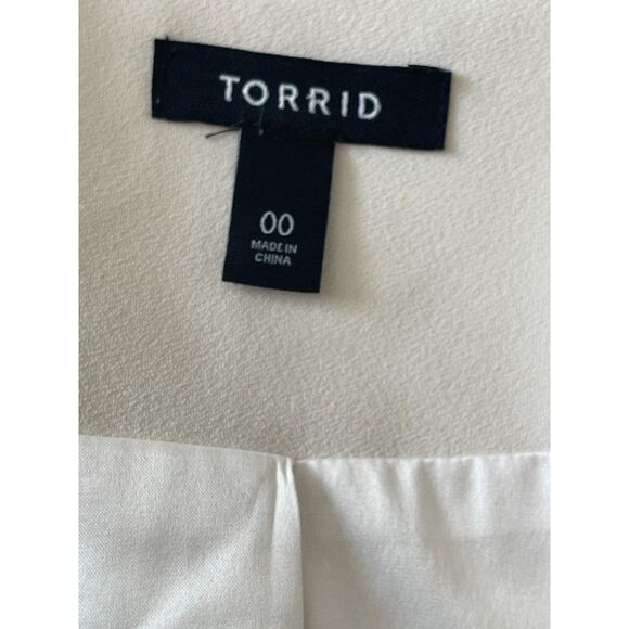 Torrid Winter White Drape Open Front Cream Blazer Ivory Classic Size 00 or 10 - Picture 7 of 12
